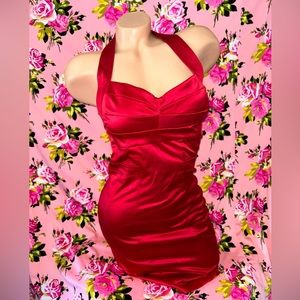 Bebe RED HOT CHILI PEPPER Bustier bodice zipper satin sexy Valentine dress Vegas